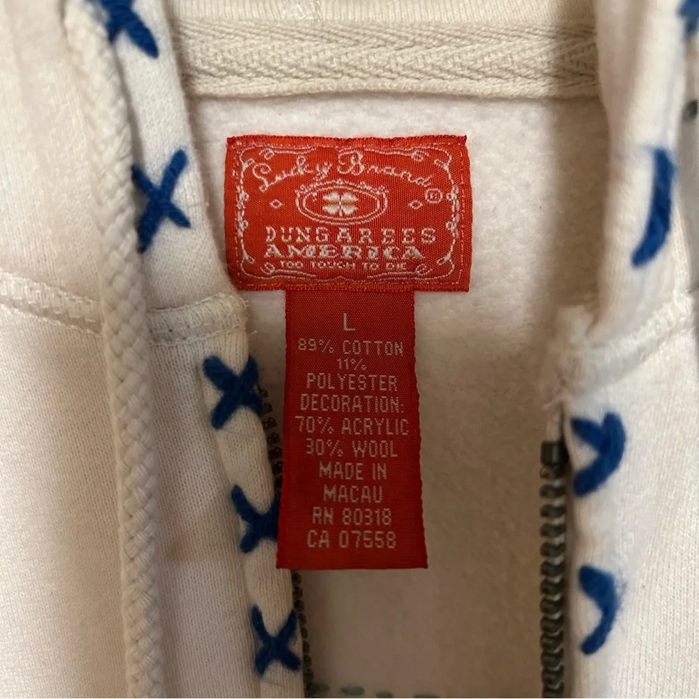 Lucky brand L sweatshirt zip up hoodie embroidery Mexican scene boho Y2K vintage